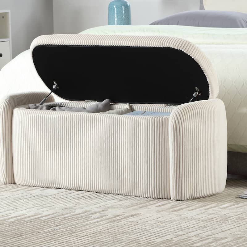 Entryway Upholstered Fabric Storage Ottoman