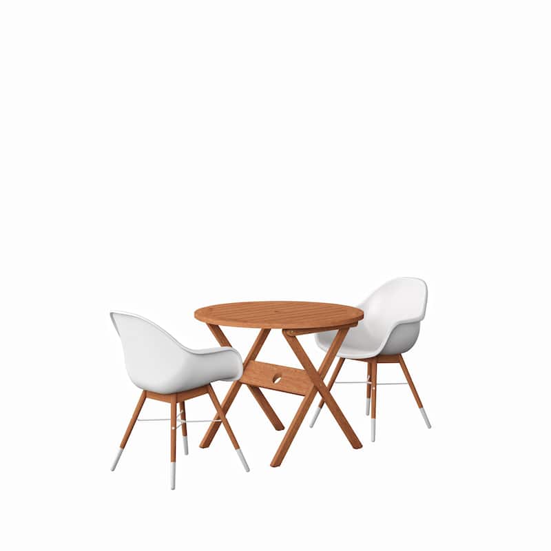 Amazonia Newberg 3-Piece Eucalyptus Wood Patio Dining set