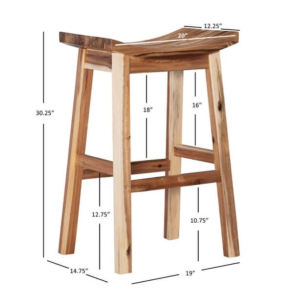 Dale Natural Solid Wood Rustic Farmhouse Saddle Bar Stool - Bed Bath ...