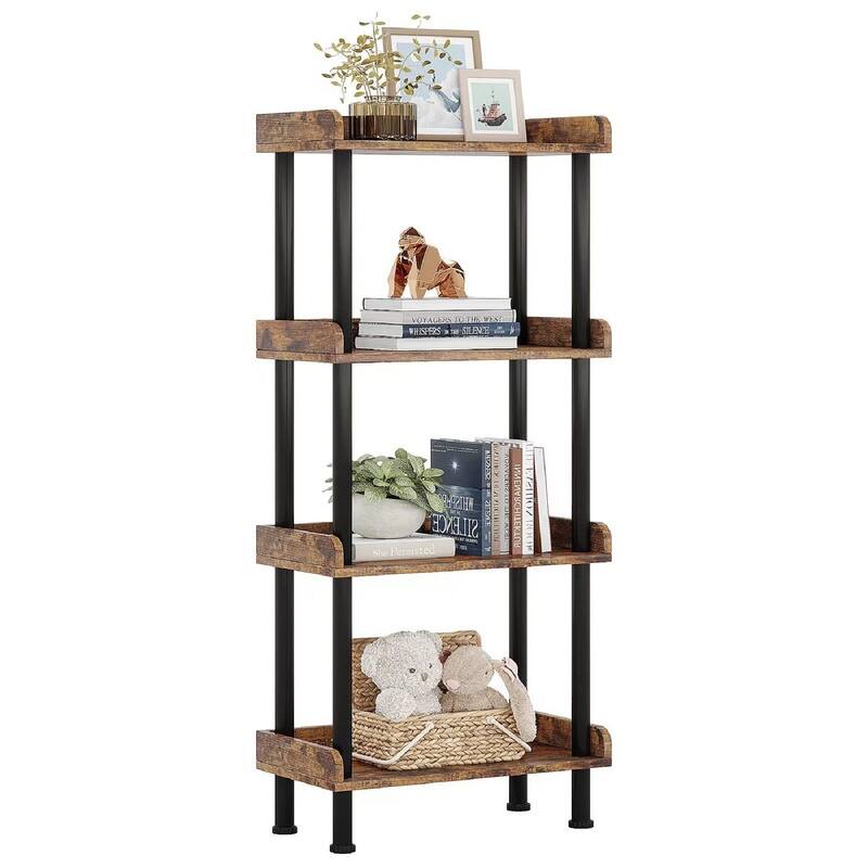 Bookshelf Small Book Shelf - 15.75"D x 9.45"W x 47.24"H - Rustic Brown