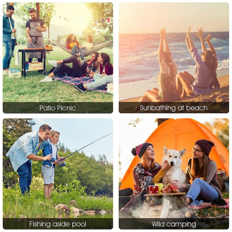 Portable Folding Picnic Double Chair with Umbrella Table Cooler Beach