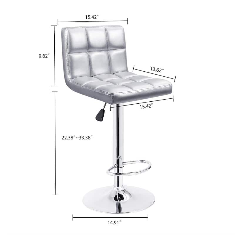 Bar Stools Adjustable Armless Swivel PU Leather Barstools Set of 2