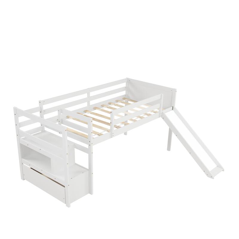 Low Loft Bed with Stairs And Slide