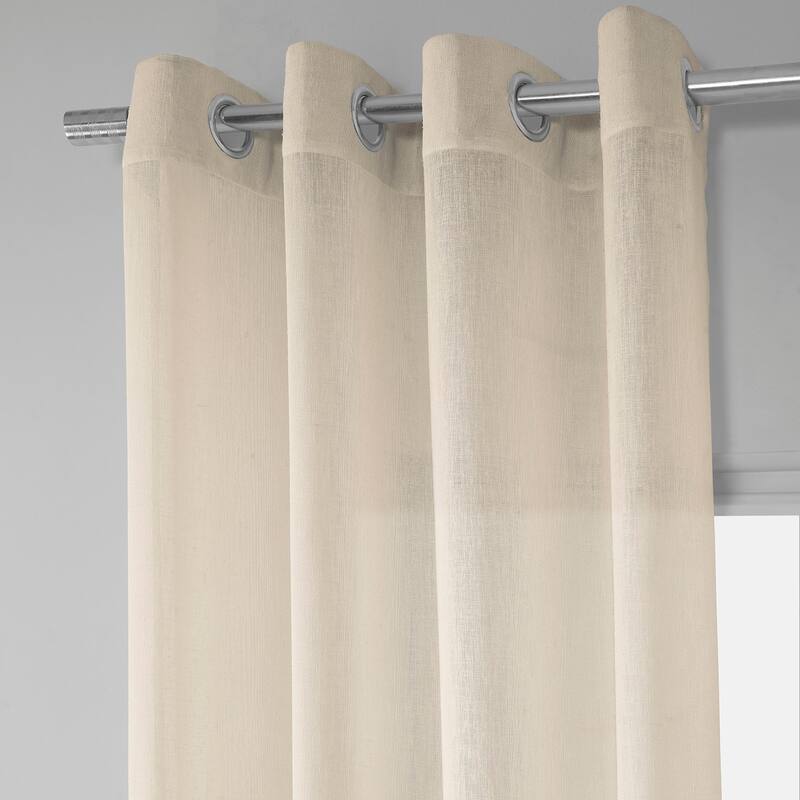 Exclusive Fabrics Grommet Solid Faux-linen Sheer Curtain (1 Panel)