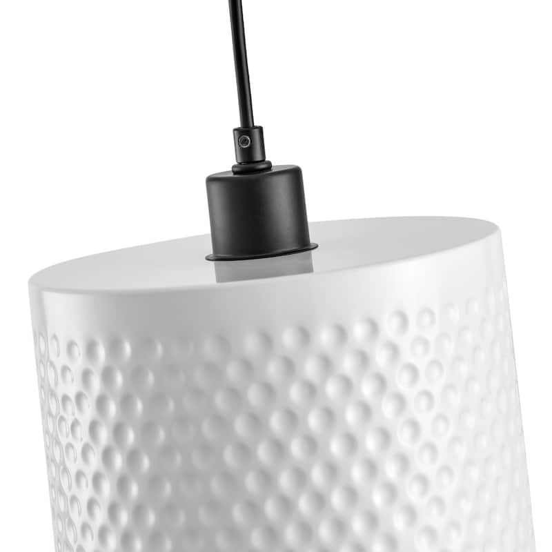Modern Pendant Light Fixture with Hammered Metal Shade Adjustable Height
