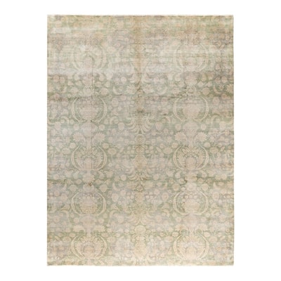 Ikat One-of-a-Kind Hand-Knotted Area Rug, Green - 9' 1" x 12' 2"