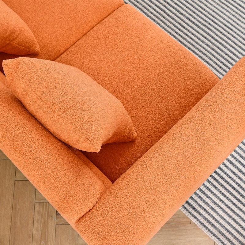 Modern Cloud Style 3-seater Sofa with 3 Pillows & Polished Metal Legs
