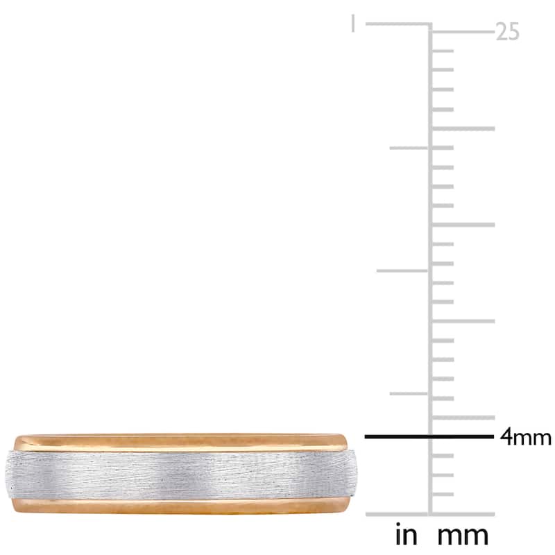 Miadora Ladies Brushed Wedding Band in 2-Tone 10k Rose and White Gold (4mm)