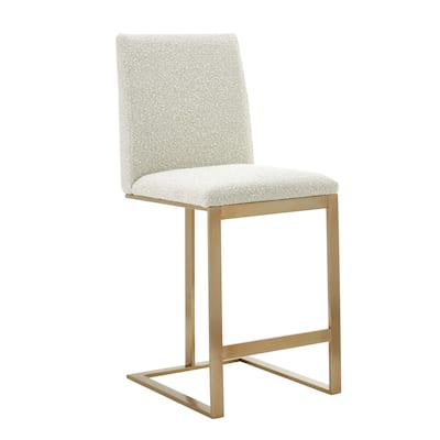 Modrest Frankie Modern Off-White Fabric & Antique Brass Counter Chair