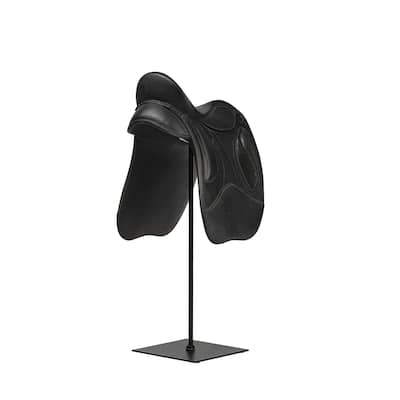 HomeRoots 16" Black Metal and Resin Horse Saddle Tabletop Sculpture
