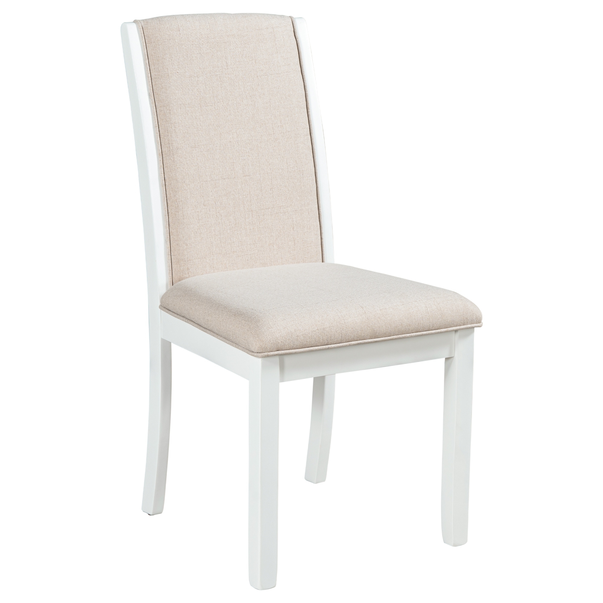 White Retro Wood Dining Chairs Set of 2 with Upholstered Side Chairs