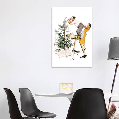iCanvas "Trimming the Tree" by Norman Rockwell Canvas Print