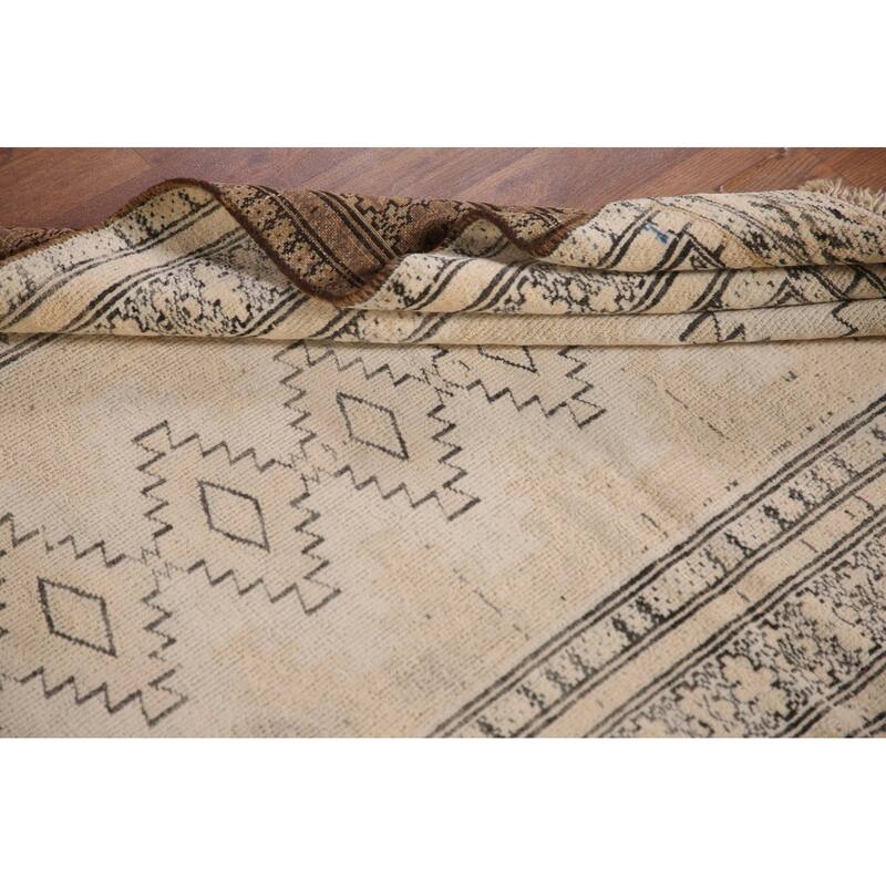 Hand Knotted Oriental 100% Wool Carpet Traditional Geometric Beige & Ivories Bokhara Area Rug - 4' 8'' X 2' 11''