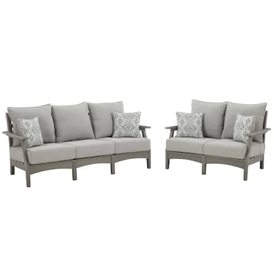 Signature Design by Ashley Visola Gray 2-Piece Outdoor Seating Package - 80"W x 33"D x 37"H