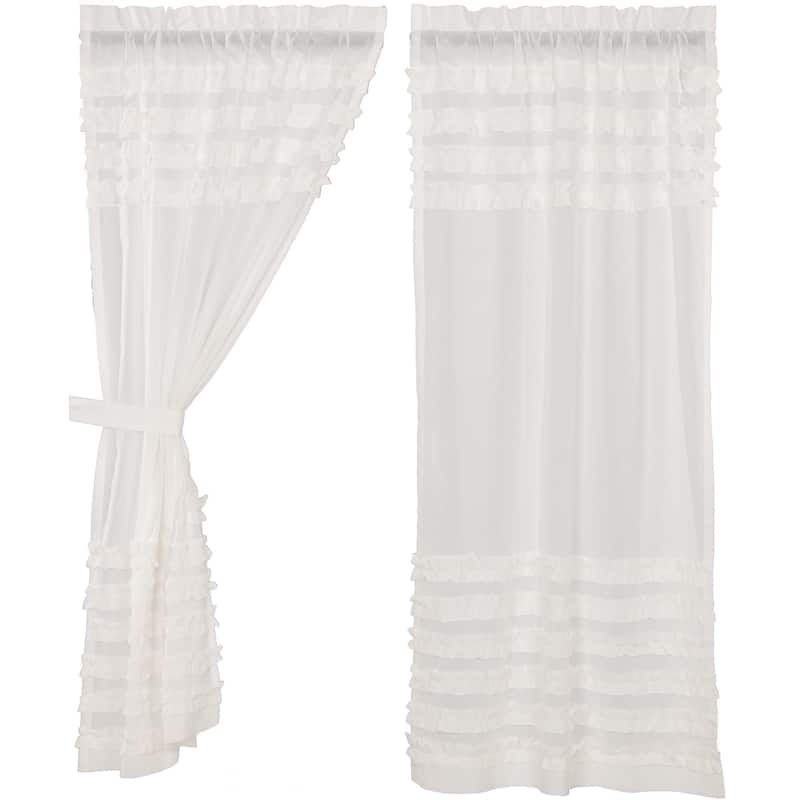 White Ruffled Sheer Petticoat Short Panel Set of 2 63x36 - Short Panel 63x36