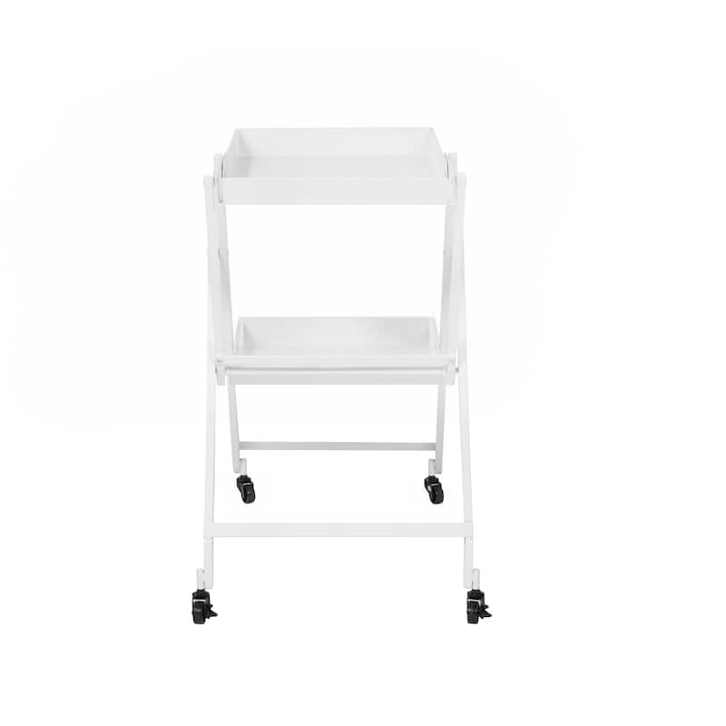 Zonnie Contemporary Steel 2-Shelf Folding Server Cart with Wheeled Base by Furniture of America