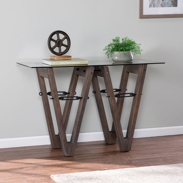 slide 2 of 7, SEI Furniture Garanger Reclaimed Wood Console Table