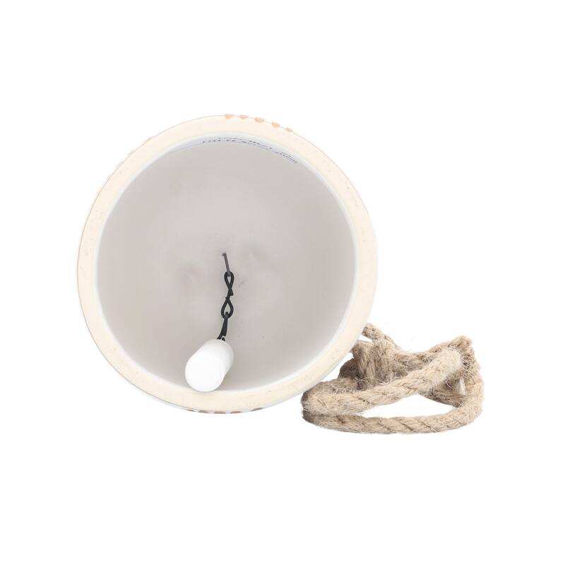 Sagebrook Home Hanging Bell Decorative Wind Chime White and Beige Circle Design Outdoor or Indoor