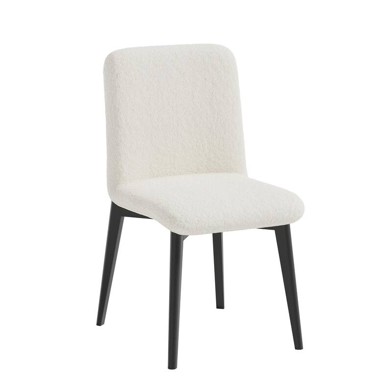 2Pcs Upholstered Dining Chairs Modern Fabric Kitchen Chairs with Padded Seat & Sturdy Wood Legs Side Chairs