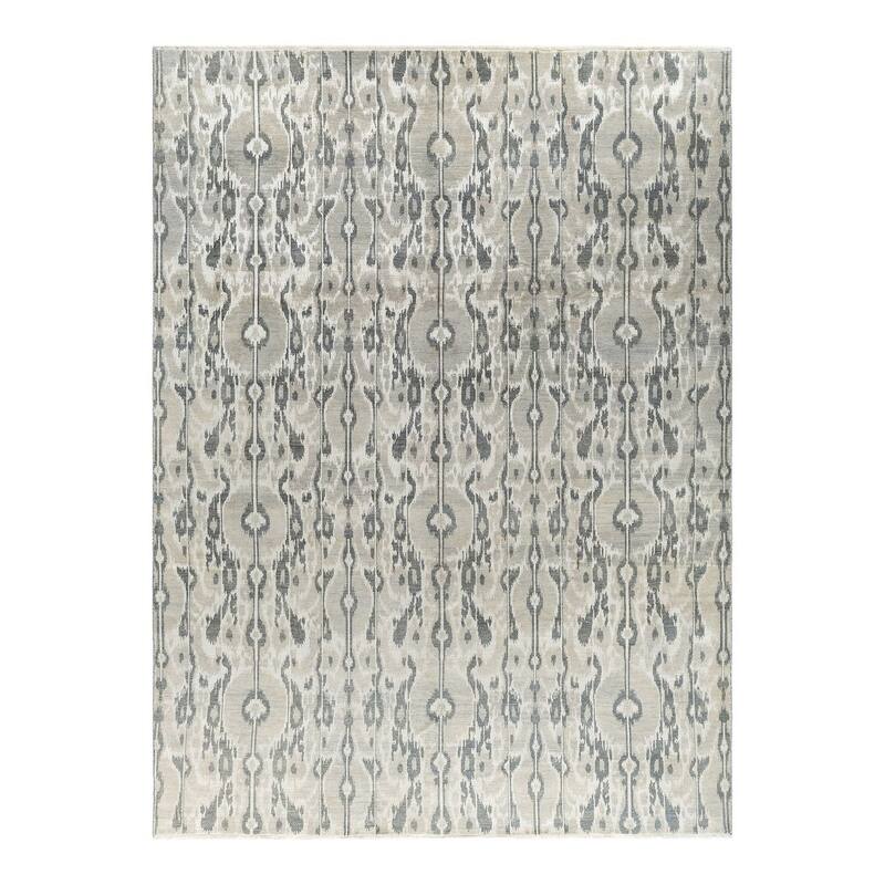 Ikat One-of-a-Kind Handmade Area Rug - Gray, 8' 10" x 11' 10" - 8' 10" x 11' 10"