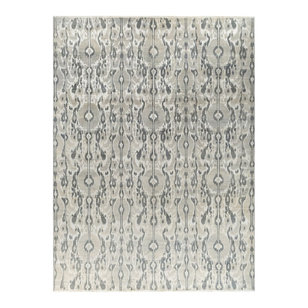 Ikat One-of-a-Kind Handmade Area Rug - Gray, 8' 10" x 11' 10" - 8' 10" x 11' 10"
