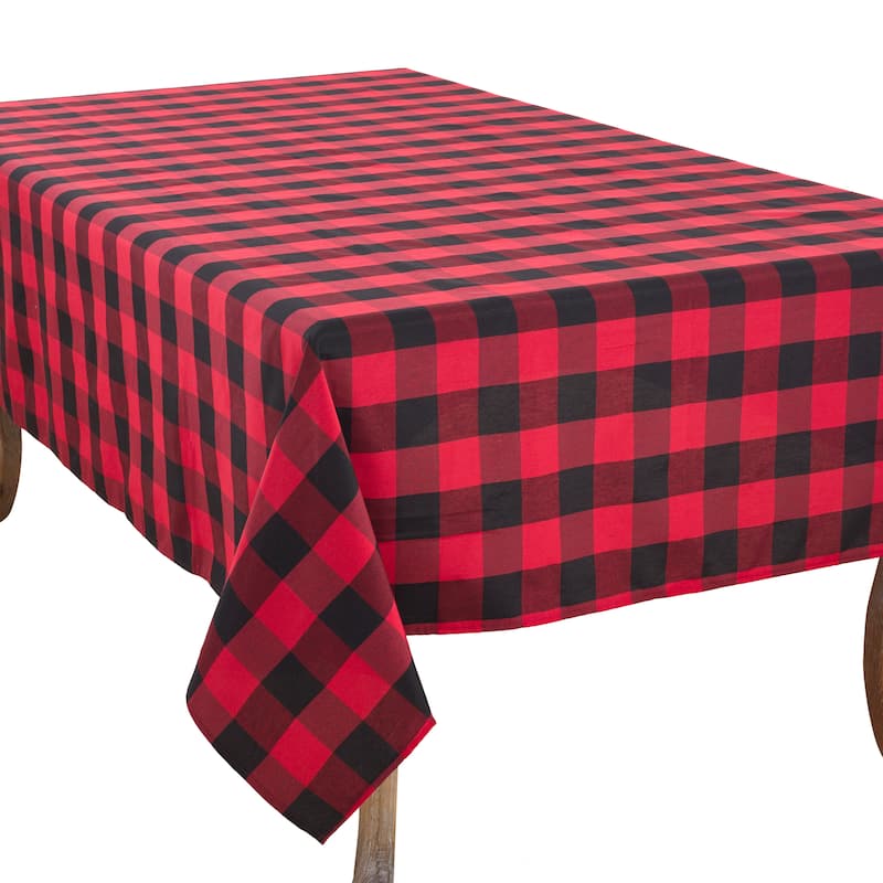 Casual Buffalo Plaid Tablecloth - 70 x 160-Oblong - Red/Black