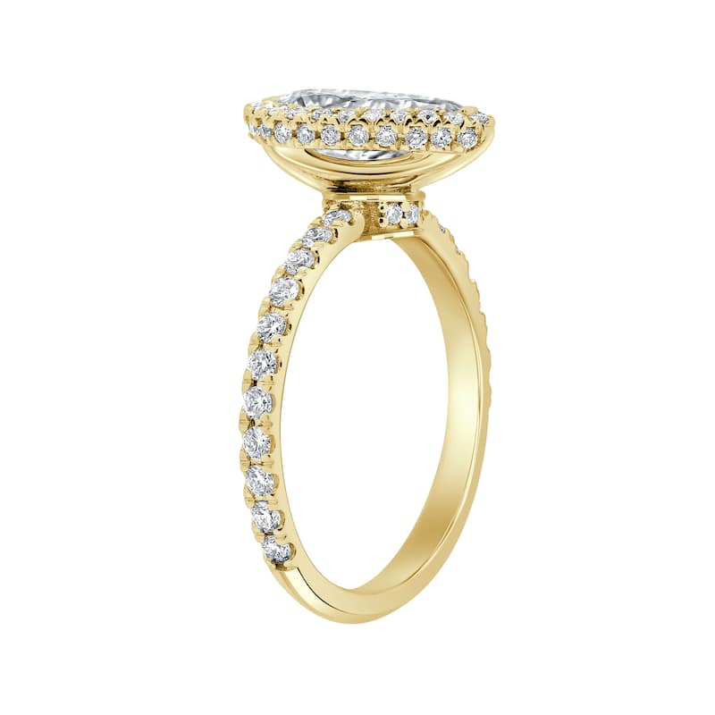 Auriya 14k Gold 5 3/4ctw Pear-shaped Lab grown Halo Diamond Engagement Ring (E-F VS)