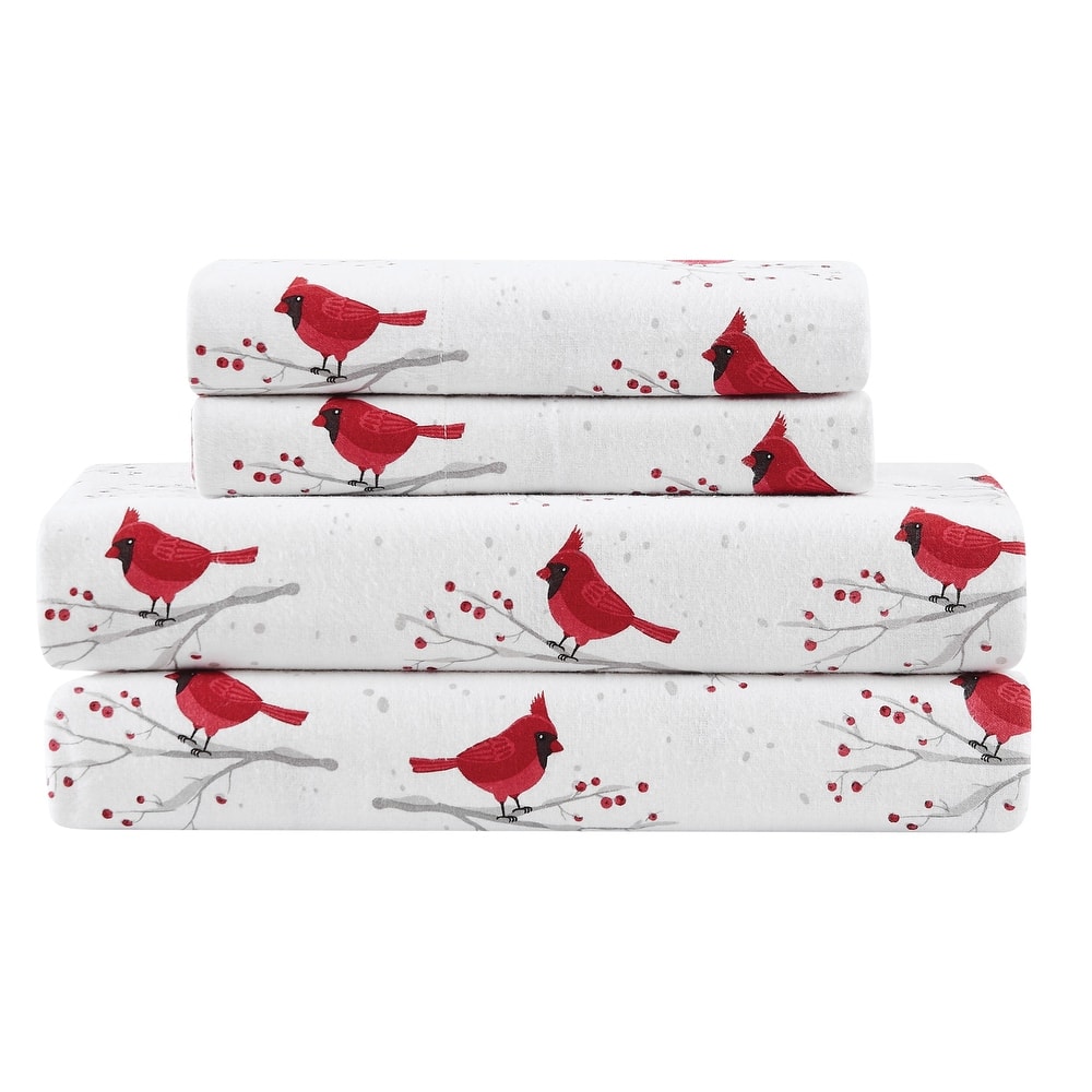 Truly Soft Printed and Solid Cotton Flannel 4 Piece Sheet Set