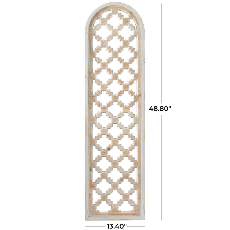 Wood Geometric Carved Trellis Wall Decor - Brown - Roche River Decor