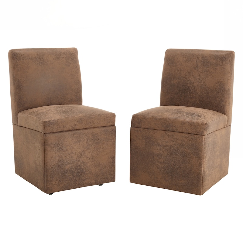 360 Degree Swivel Dining Chairs Set of 2 Swivel Dining Room Chairs Kitchen Chairs Casters & Storage Comfy Modern Rolling Chair