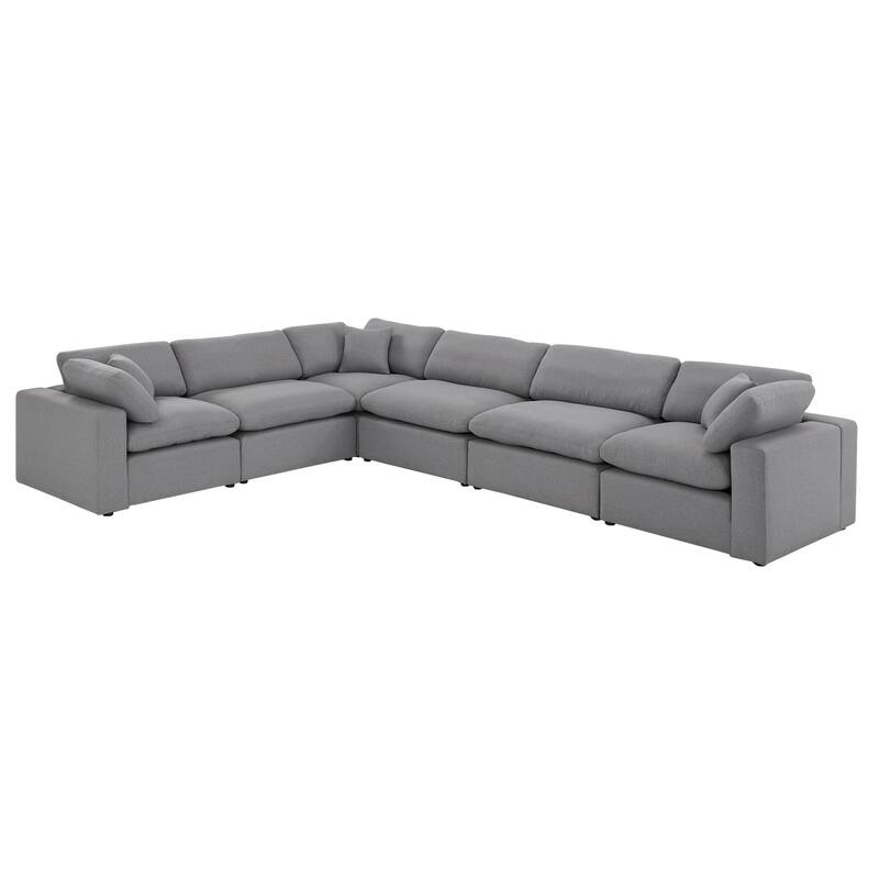 Anka Grey Linen Down Filled Cushioned 6-Seat Sectional Sofa by iNSPIRE Q Modern