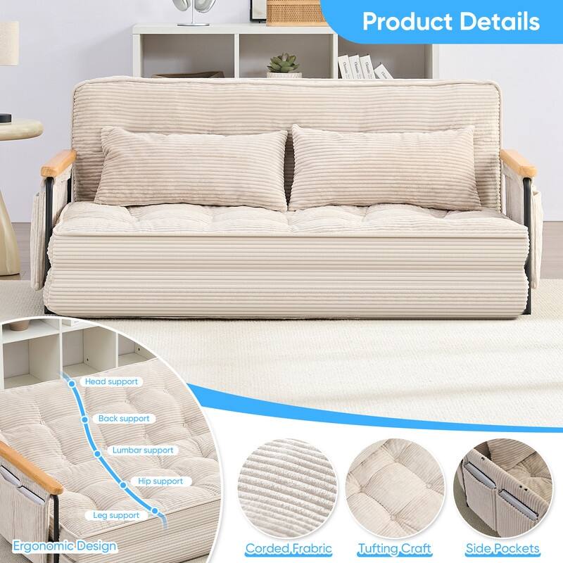 Mixoy Muti-Functional Folding Floor Sofa Bed,3-Seater,2-Seater,1-Seater Lazy Futon Sofa with 6 Position Adjustable Backrest