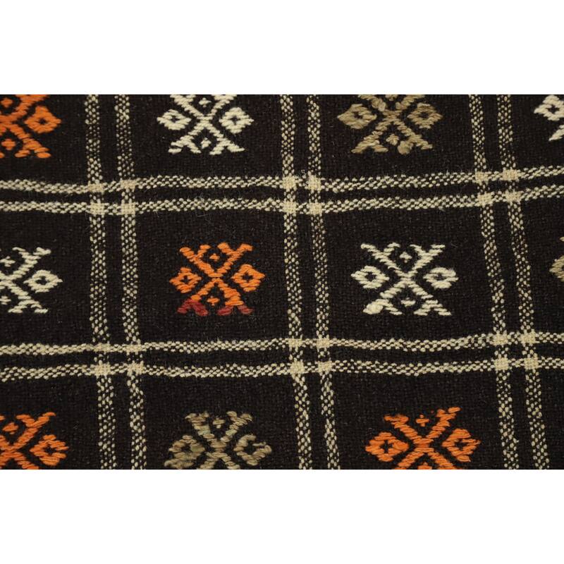 Hand Woven Oriental 100% Wool Carpet Southwestern Tribal Black Kilim Area Rug - 8' 11'' X 5' 0''