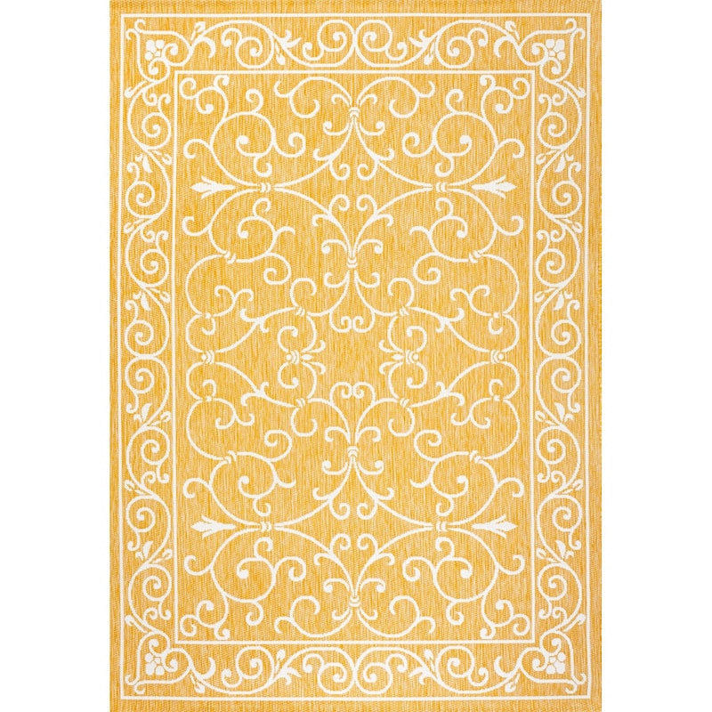 JONATHAN Y Filigree Textured Weave Indoor/Outdoor Area Rug - 3 X 5 - Yellow/Cream