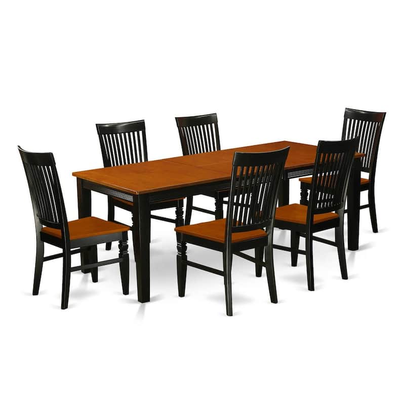 Kitchen Dining Set 7 Piece Table & Chairs Wood Set Black Cherry Finish