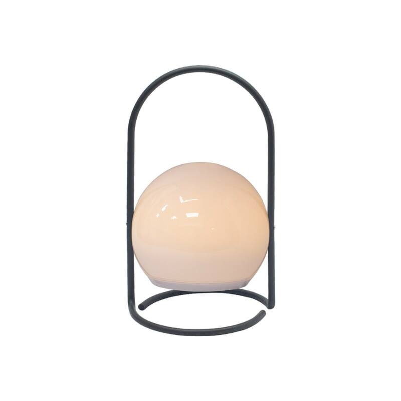 LED Lighted Flameless Outdoor Circular Lantern Candle - 11.75" - White and Black