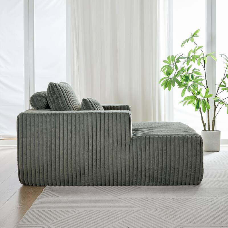 Oversized Corduroy Lounge Chair with Pillow Support - Sofa, Sleeper Couch, Chaise, Ottoman Bench