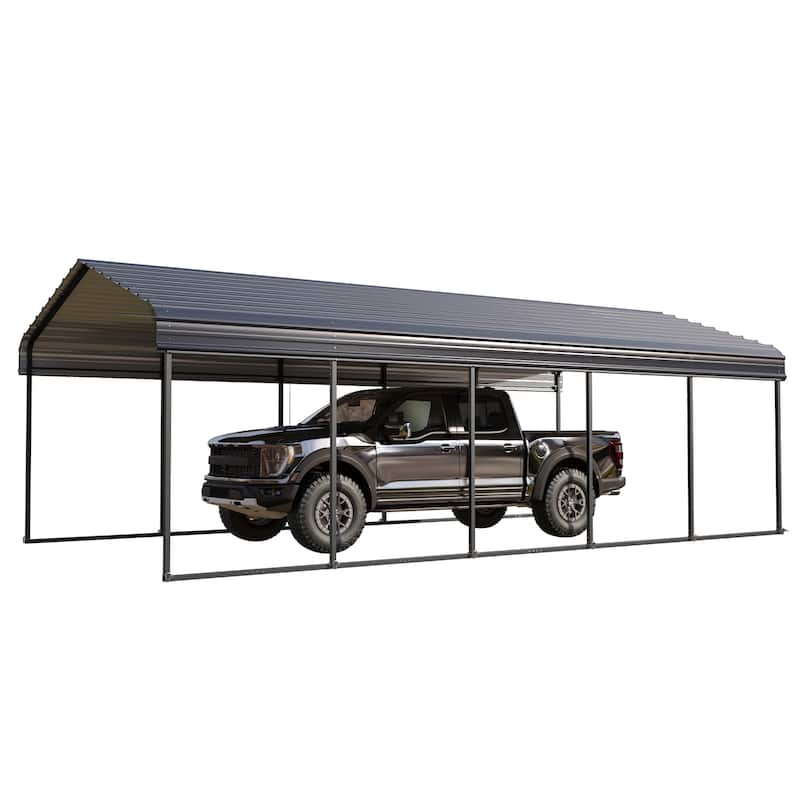 MAISON ARTS Heavy Duty Metal Carport with Galvanized Steel Roof for Cars, Boats, and Tractors