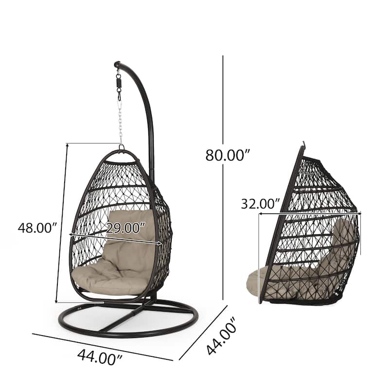 Elmcrest Outdoor Wicker and Rope Hanging Chair with Stand by Christopher Knight Home - 400 lb limit