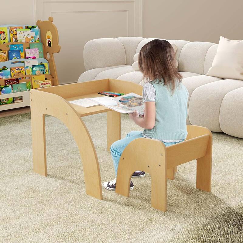 Kids Table＆Chairs Montessori Weaning Wooden Desk＆Chair