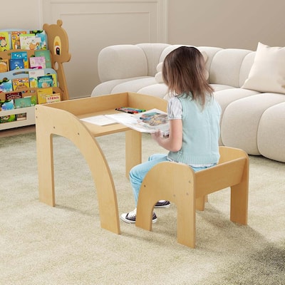 Kids Table＆Chairs Montessori Weaning Wooden Desk＆Chair