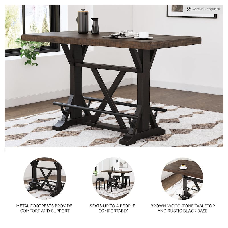 Signature Design by Ashley Valebeck Black/Brown Rectangular Dining Counter Table - 30"W x 60"D x 36"H
