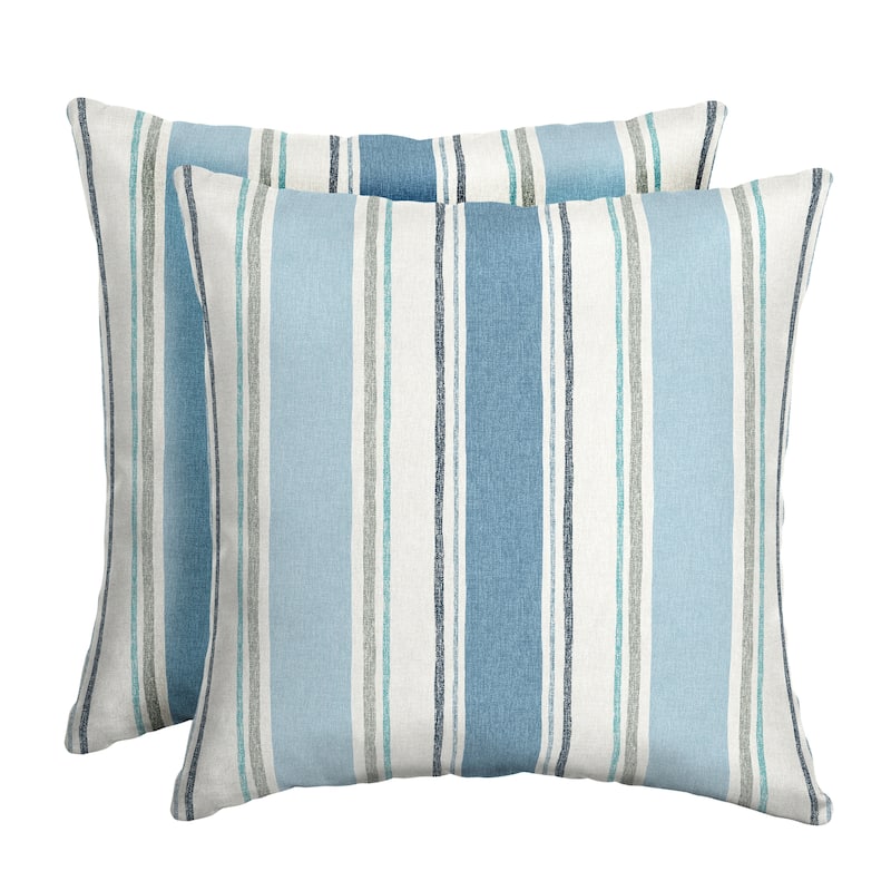 ARDEN Outdoor Toss Pillow - 16"L x 16"W - 2 Count - French Blue Linen Stripe