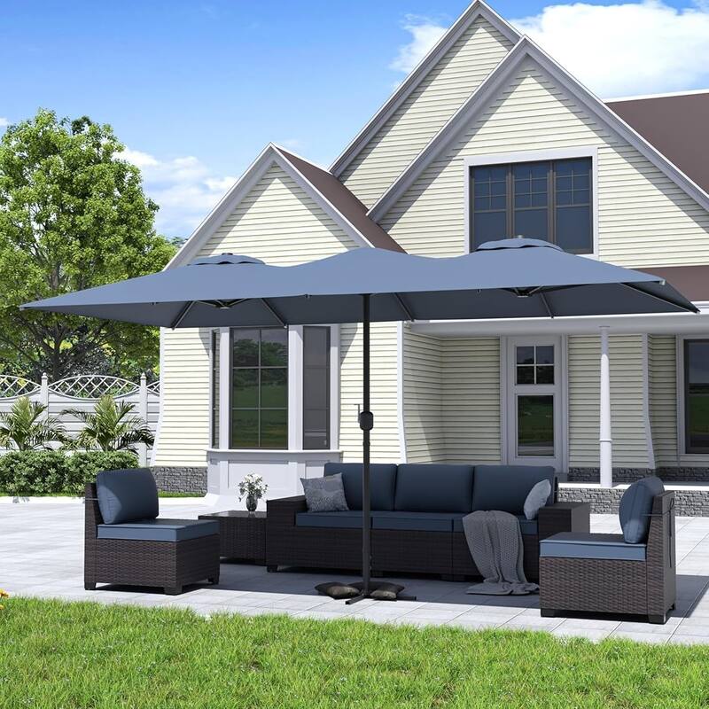 Kullavik 15ft Heavy-Duty Outdoor Center Pole Patio Umbrella