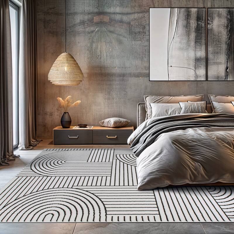 World Rug Gallery Contemporary Stripe Arch Design Area Rug