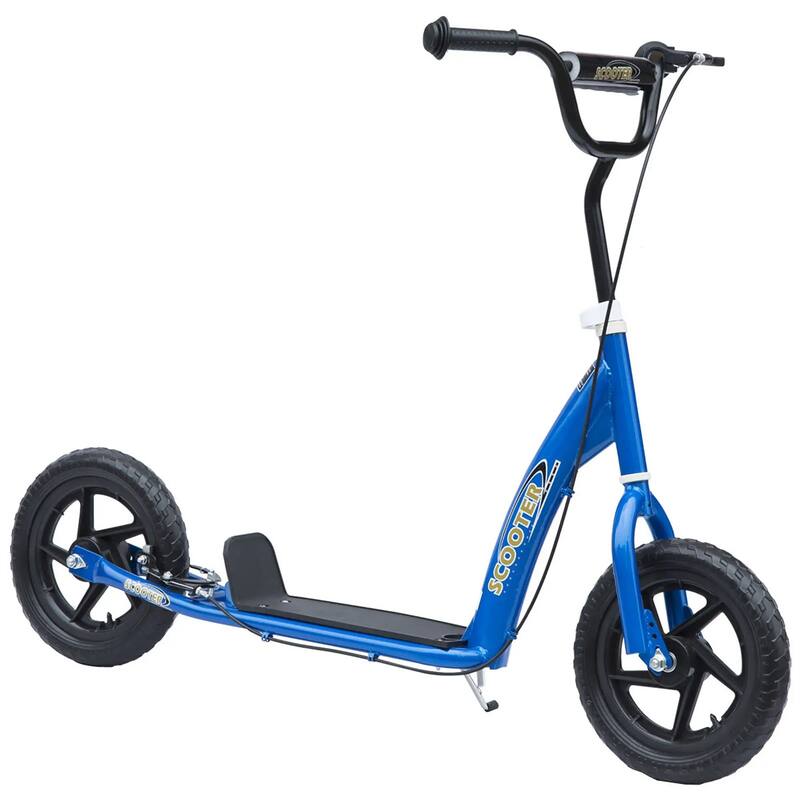 Kids Kick Scooter Adjustable Height Non-Slip Footplate 12" Wheels - 31.7" L x 13.7" W x 31.5" H