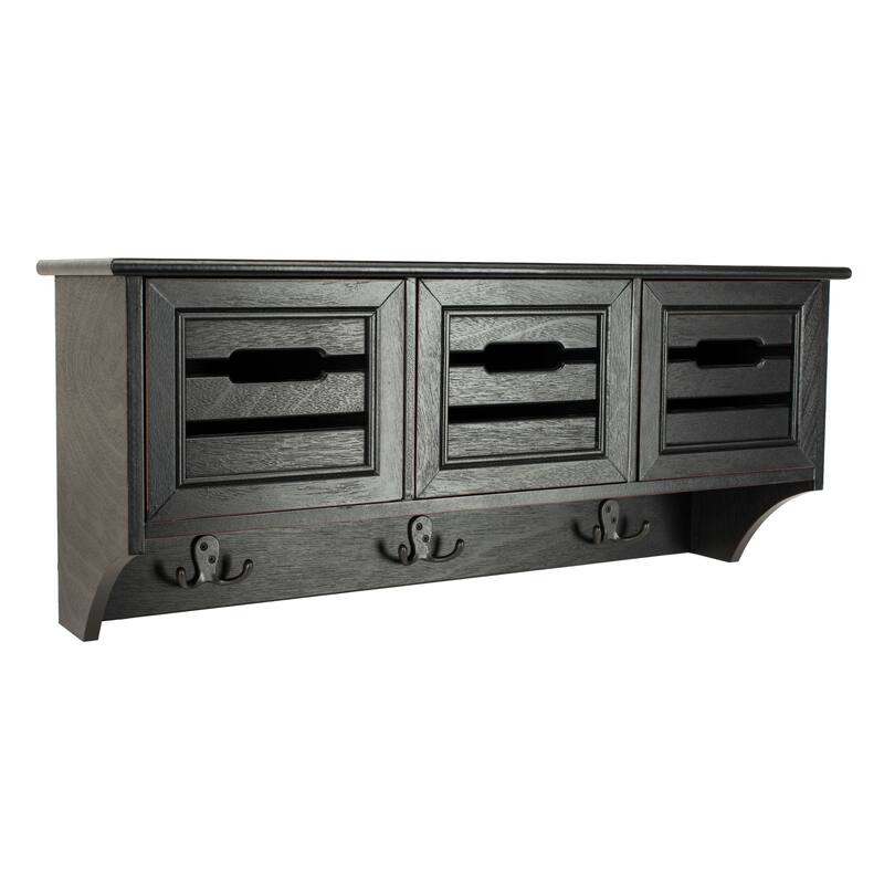 SAFAVIEH Rhiannan Black Hanging 3-Drawer Wall Rack - 28" x 7.8" x 12" - 28Wx8Dx12H