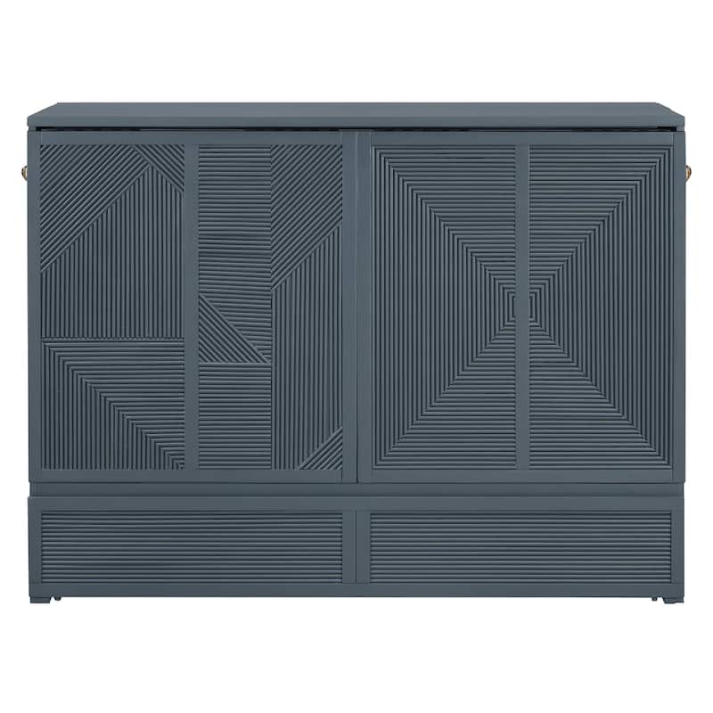 Full Size Murphy Bed with Large Drawer - Grey