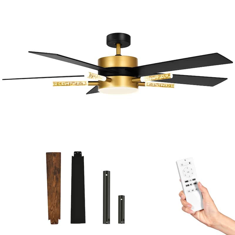 Moasis 5 Blades 60'' Ceiling Fan with Lights and Remote Control,Crystal Rod Design and Memory Function