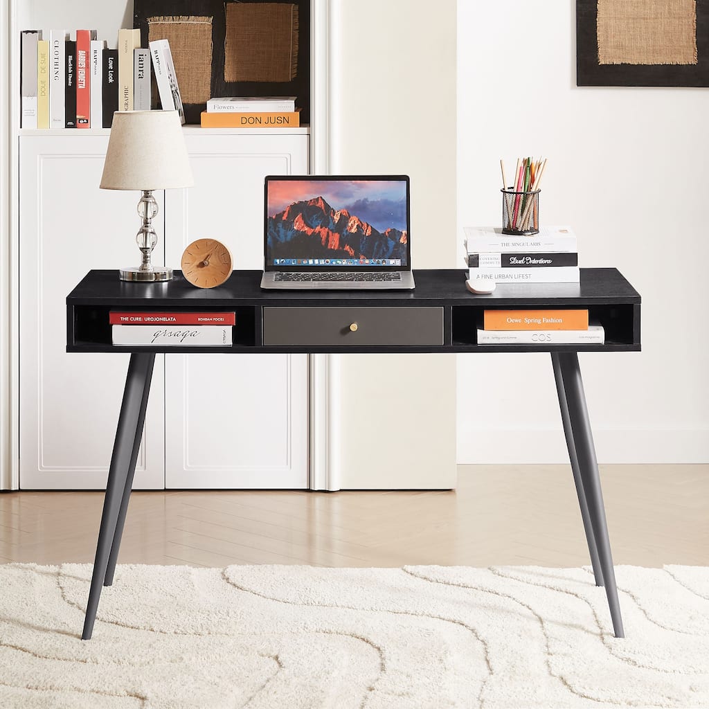 Desk With Usb Ports And Power Outlet,Modern Writing Study Desk With Drawers,Multifunctional Home Office Computer Desk